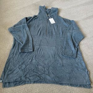 Barefoot Dreams CozyChic Half Zip Tunic Deep Ocean 3x